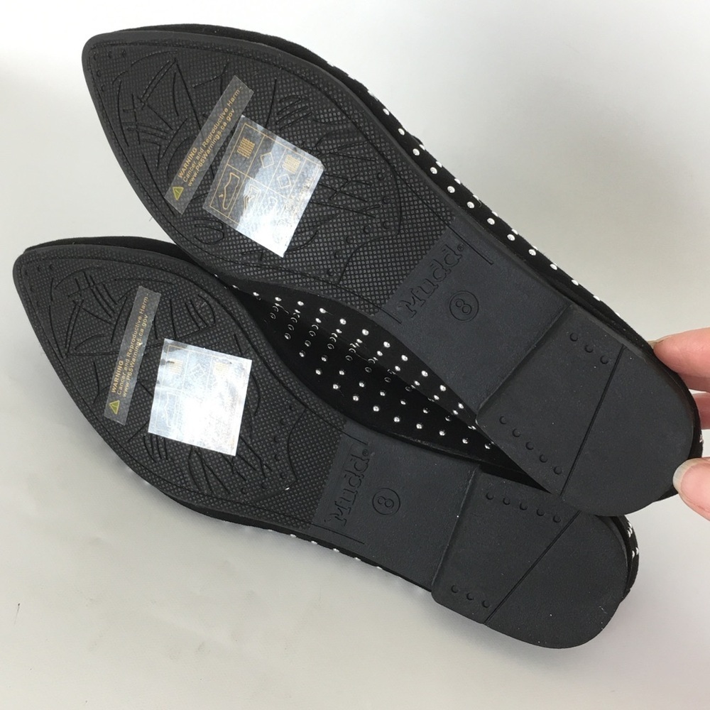 Mudd Black Silver Studded Pointy Toe Flats Women’s Size 8 NEW Dress Shoes Witchy - Picture 7 of 10